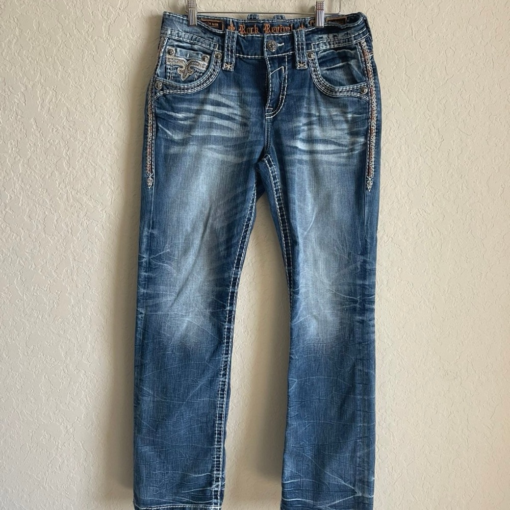 Rock Revival Blue Straight Bootcut Jeans